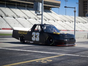 Grant Enfinger pulls into the garage area after testing the No. 33 truck at Atlanta Motor Speedway Friday. Photo: Atlanta Motor Speedway