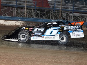 Jonathan Davenport, seen here from earlier action, scored the win in Saturday's Edwin Coggins Memorial for the Lucas Oil Late Model Dirt Series at Golden Isles Speedway.  Photo by Mike Ruefer