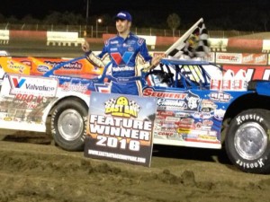 Josh Richards scored his fourth win out of five races Tuesday night with a victory in the Lucas Oil Late Model Dirt Series feature at East Bay Raceway Park. Photo: Josh Richards Racing