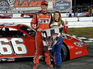 Steven Wallace won the first 35-Lap Super Late Model feature of the week at New Smyrna Speedway Friday night. Photo courtesy Jason Christley