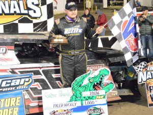 Tyler Nicely held off NASCAR star Ty Dillon for the DIRTcar UMP Modifieds victory Thursday night.  Photo: DIRTcar Nationals Media