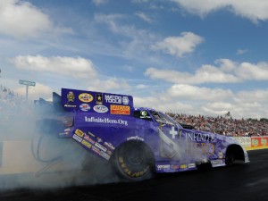 Jack Beckman blasted to the top of the Funny Car speed charts in Saturday's qualifying for Sunday's NHRA Gatornationals finals at Gainesville Raceway.  Photo: NHRA Media