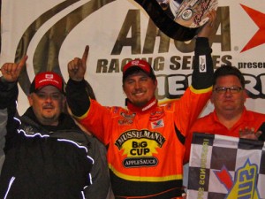 Josh Williams celebrates in victory lane after winning Saturday night's ARCA Racing Series event at Fairgrounds Speedway Nashville. Photo: ARCA Media