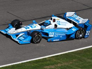 Simon Pagenaud exits turn 9 during practice for the Honda Indy Grand Prix of Alabama at Barber Motorsports Park.  Photo by Bret Kelley