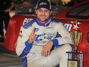 Casey Roderick picked up his second Late Model win of the weekend in the second PLM feature at Montgomery Motor Speedway Saturday night.  Photo: MMS Media