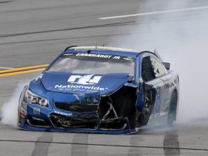 After seeing his previous superspeedway car destroyed at Talladega, Dale Earnhardt, Jr. is hoping a new car will help him get back to victory lane in Saturday's NASCAR Sprint Cup Series race at Daytona International Speedway.  Photo by Jerry Markland/Getty Images