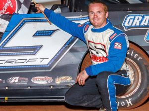 Jason Croft picked up his second straight Super Late Model feature win Saturday night at Dixie Speedway.  Photo by Kevin Prater/praterphoto.com