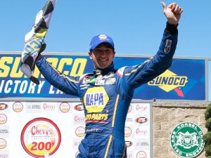 Chase Elliott celebrates after winning Saturday's NASCAR K&N Pro West Series race at Sonoma Raceway. Photo by Matt Sullivan/NASCAR via Getty Images