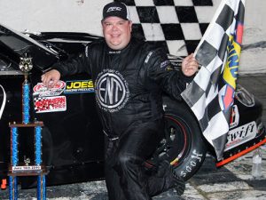 Chris Dilbeck scored his first series victory in Saturday night's PASS South Super Late Model Series victory at Hickory Motor Speedway.  Photo: LWPictures.com