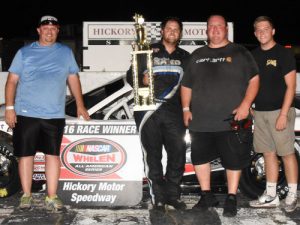 Charlie Watson scored his first career Hickory Motor Speedway Late Model Stock feature Saturday night in the second of two races. Photo by Sherri Stearns