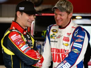 Jeff Gordon (left) will take over driving duties for Dale Earnhardt, Jr. (right) for the next two NASCAR Sprint Cup Series races at Indianapolis and Pocono.  Photo: NASCAR via Getty Images