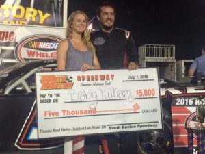 Lee Pulliam scored his first Late Model Stock victory of the season at South Boston Speedway Friday night.  Photo: SBS Media