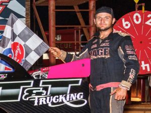 Michael Page scored his second Super Late Model win of the season in as many starts Saturday night at Dixie Speedway.  Photo by Kevin Prater/praterphoto.com