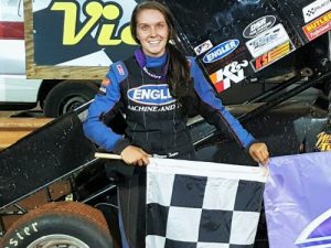 Defending series champion Morgan Turpen scored her second USCS Sprint Car Series victory of the season Saturday night at Dixie Speedway.  Photo: USCS Media