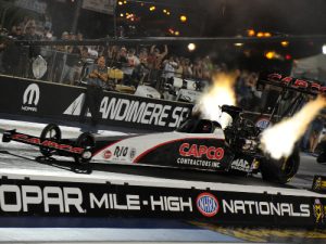 Steve Torrence was fastest in Saturday's Top Fuel qualifying for the Mopar Mile-High Nationals at Bandimere Speedway.  Photo: NHRA Media