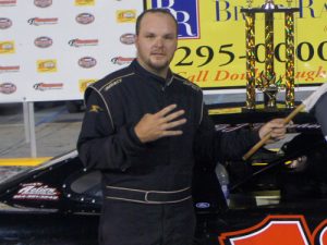 B.J. Thrasher scored the Mini-Stock victory at Anderson Motor Speedway on Friday night.  Photo: K.A.R. Photography