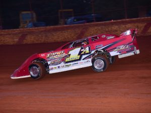 Brant Carey raced to the Limited Late Model feature victory Saturday night at Hartwell Speedway.  Photo by Heather Rhoades