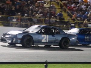 James Horner (21) edged out Jonathan Belfiore (80) for the victory in Saturday night's Street Stock feature at Carteret County Speedway.  Photo: Carteret County Speedway