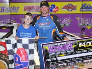 Jonathan Davenport celebrates in victory lane after winning his second Ultimate Super Late Model Series victory of the weekend Friday night at Crossville Speedway. Davenport won the night before at Volunteer Speedway.  Photo: USLMS Media