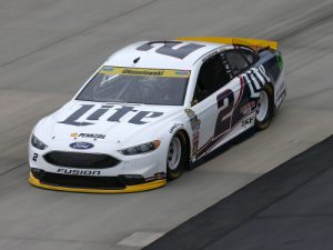 Brad Keselowski practices for Sunday's NASCAR Sprint Cup Series race at Dover International Speedway.  Photo by Sarah Crabill/NASCAR via Getty Images
