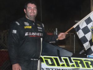 Bubba Pollard made the trip to Senoia Raceway's victory lane after winning Saturday night's Crate Late Model feature.  Photo by Francis Hauke/22fstops.com