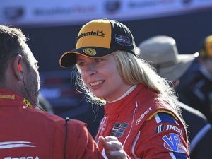Christina Nielson looks to make history in Saturday's Petit Le Mans at Road Atlanta as the first woman to win a major championship in sports car competition in North America.  Photo by Richard Dole LAT Photo USA