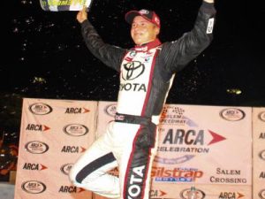 Christopher Bell made the trip to victory lane after scoring the win in Saturday night's ARCA Racing Series race at Salem Speedway.  Photo: ARCA Media