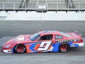 Jeff Choquette, seen here from earlier action, drove to the victory in Sunday's Pro Late Model feature at 5 Flags Speedway.  Photo by Eddie Richie/Turn One Photos/Loxley, AL