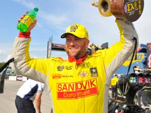 Shawn Langdon scored the victory in the Top Fuel finals in the NHRA Midwest Nationals Sunday at Gateway Motorsports Park.  Photo: NHRA Media