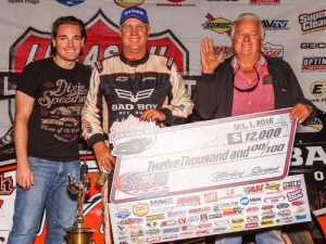 Dale McDowell scored the Lucas Oil Late Model Dirt Series victory Saturday night at Dixie Speedway.  Photo by Kevin Prater/praterphoto.com