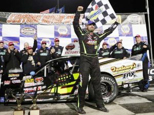 Doug Coby emerged victorious at Stafford Motor Speedway Sunday for the 10th time in his career in Sunday's NASCAR Whelen Modified Series race. Photo by Omar Rawlings/Getty Images for NASCAR