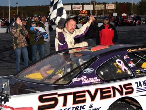 Glen Luce scored the victory in Saturday's PASS North Super Late Model Series season finale at Oxford Plains Speedway.  Photo by Norm Marx