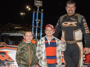 Riley Hickman, seen here from an earlier victory, scored the win in Saturday night's Possum Town Grand Prix for the NeSmith Dirt Late Model Series at Magnolia Motor Speedway. Photo by Francis Hauke/22fstops.com