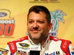 Tony Stewart speaks with the media during a press conference prior to practice Friday for the NASCAR Sprint Cup Series race, slated for Sunday at Homestead-Miami Speedway.  Photo by Jonathan Ferrey/NASCAR via Getty Images