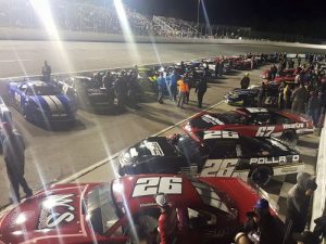 Super Late Models line pit road at 5 Flags Speedway prior to Friday night's qualifying for the Snowball Derby.  Photo: Courtesy 5 Flags Speedway
